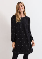 Luiza Hotfix Mini Dress - Black