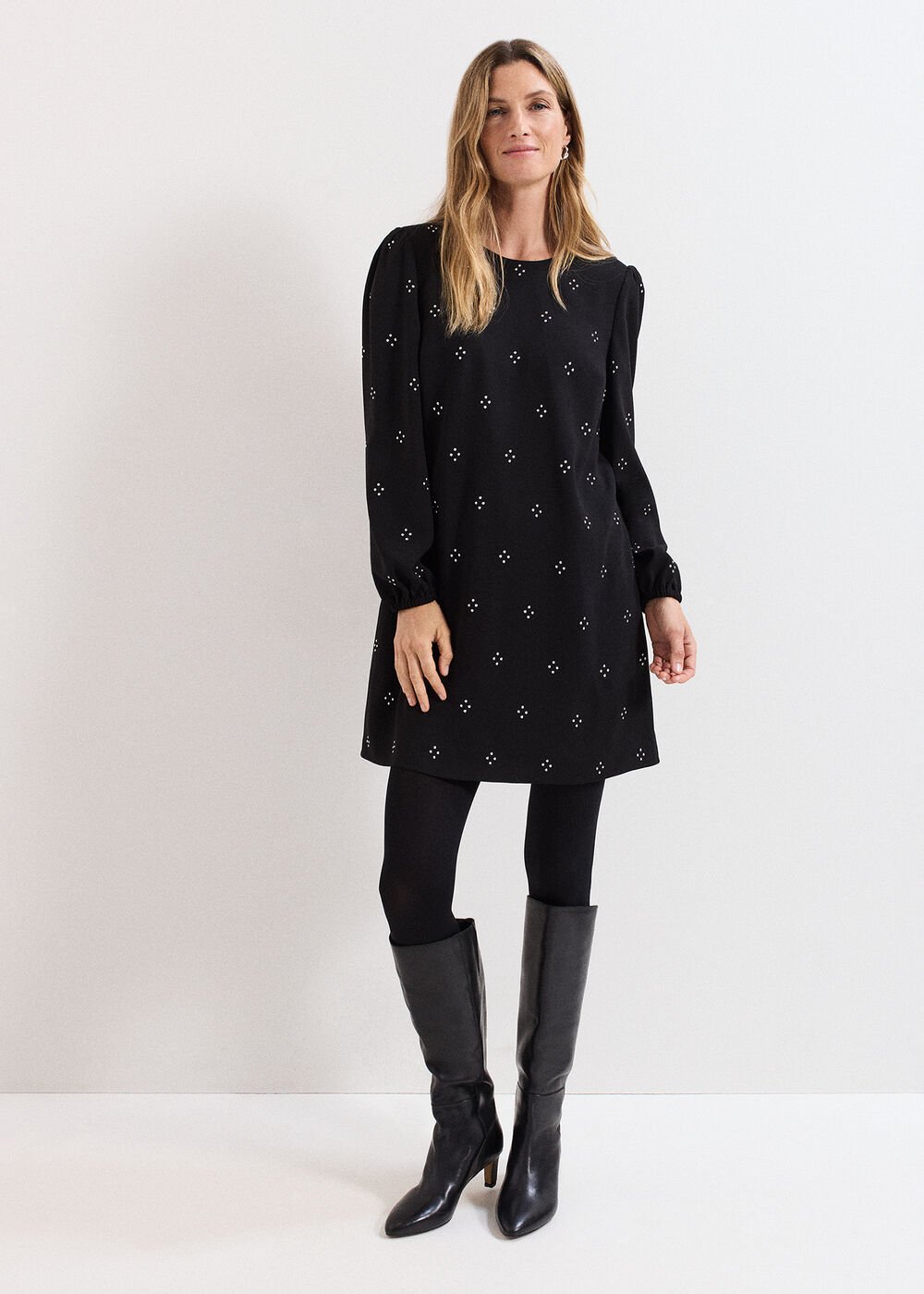 Luiza Hotfix Mini Dress - Black