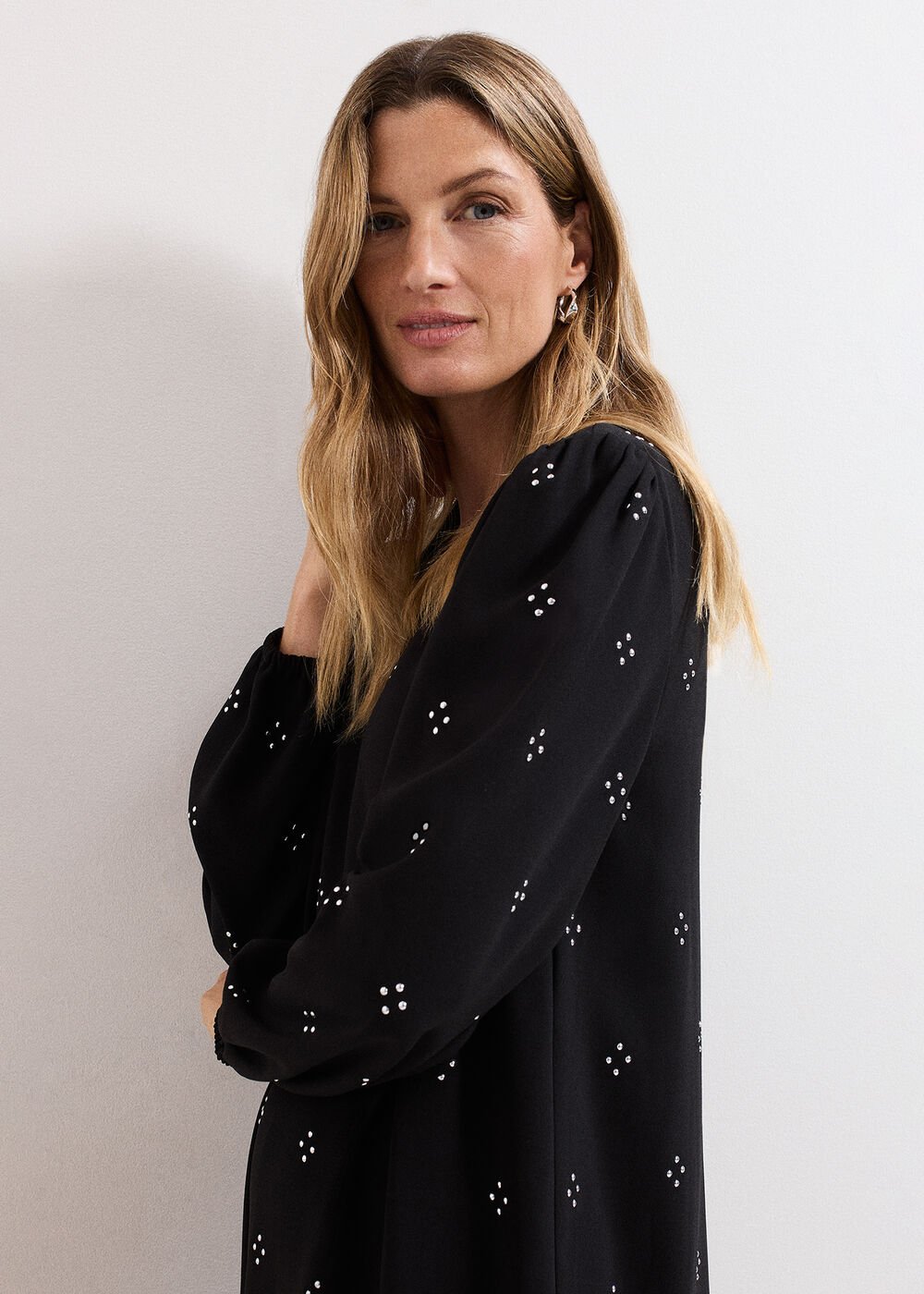 Luiza Hotfix Mini Dress - Black