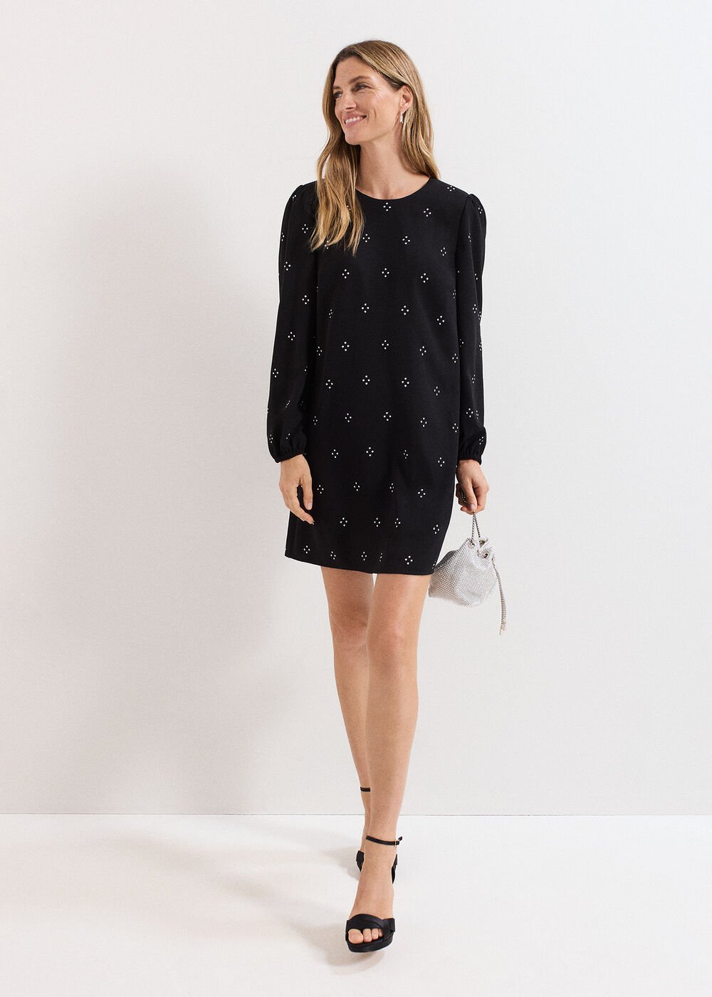 Luiza Hotfix Mini Dress - Black