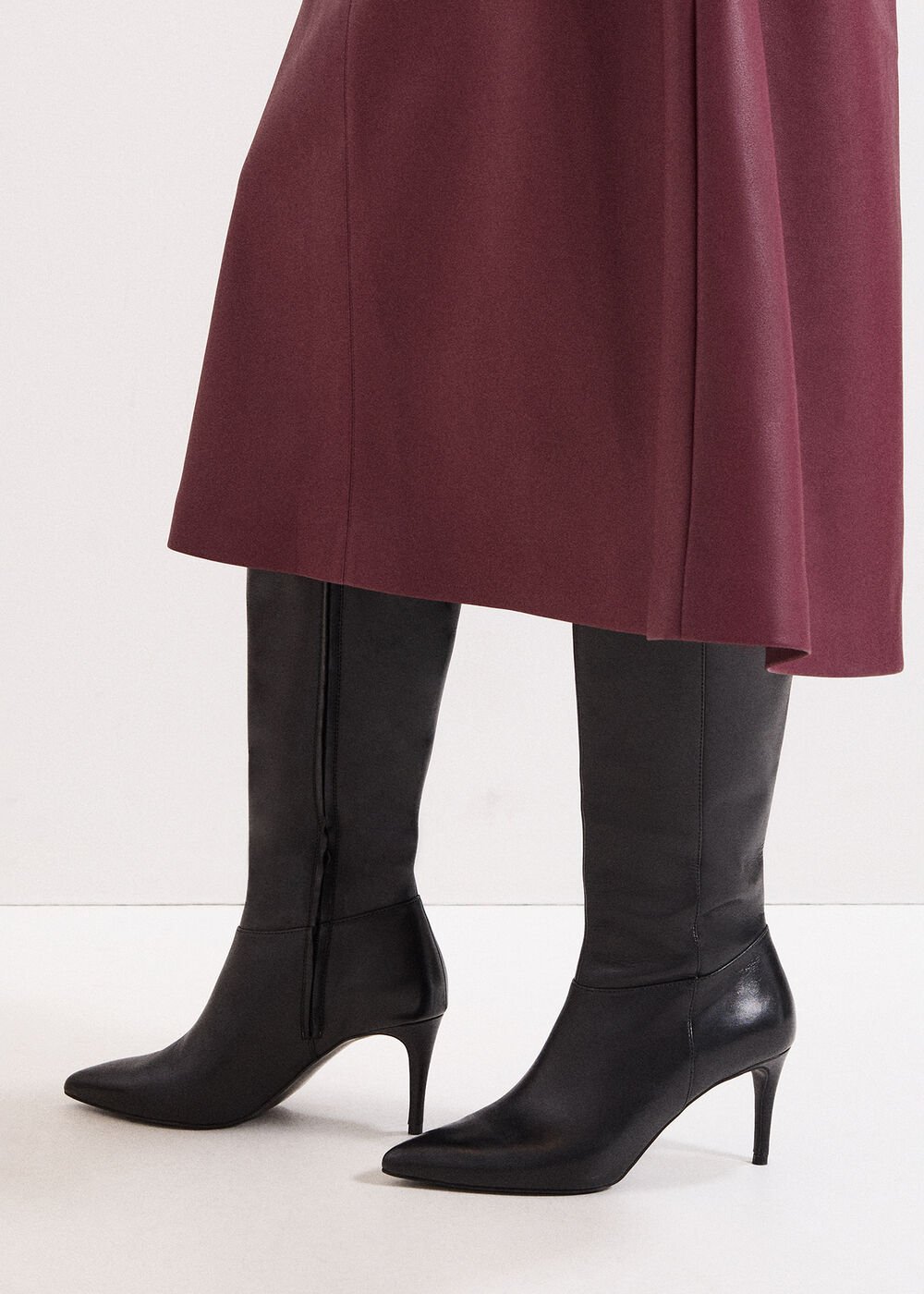 Leather Heeled Boots - Black