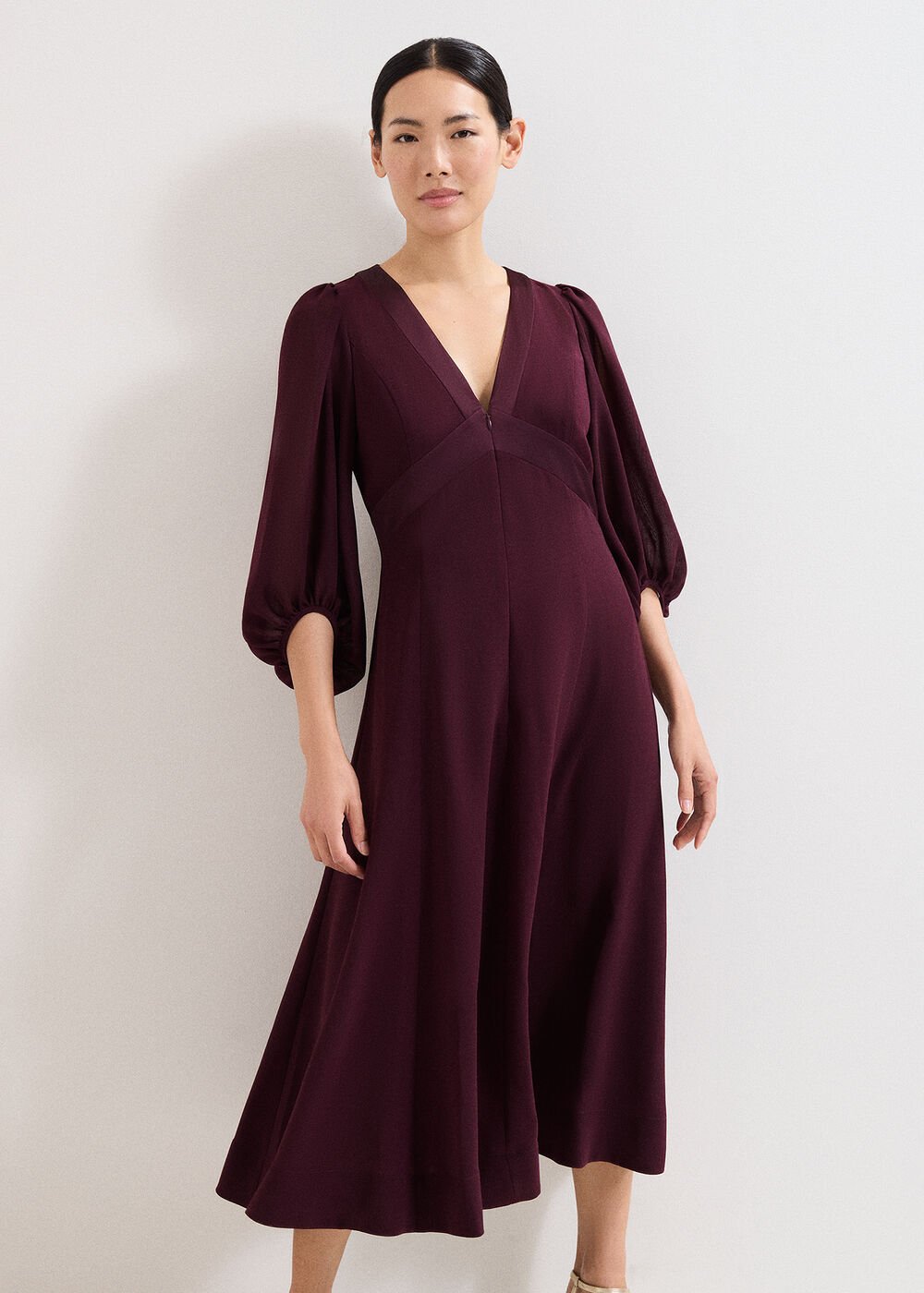Vera Burgundy Dress - Burgundy