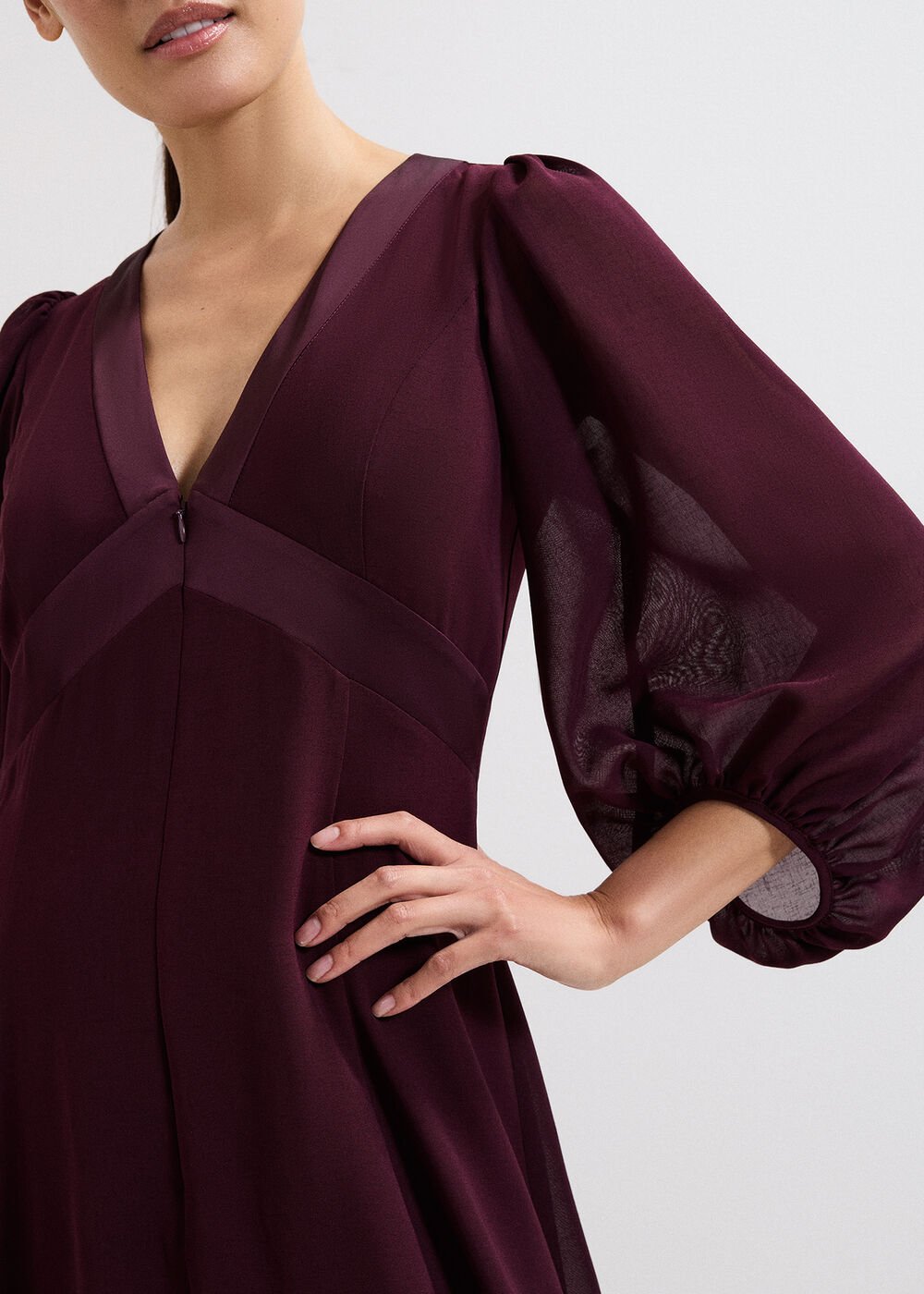 Vera Burgundy Dress - Burgundy