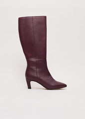 Leather Knee Boots - Burgundy