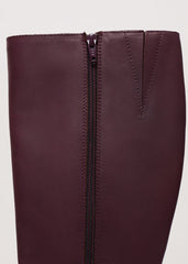Leather Knee Boots - Burgundy