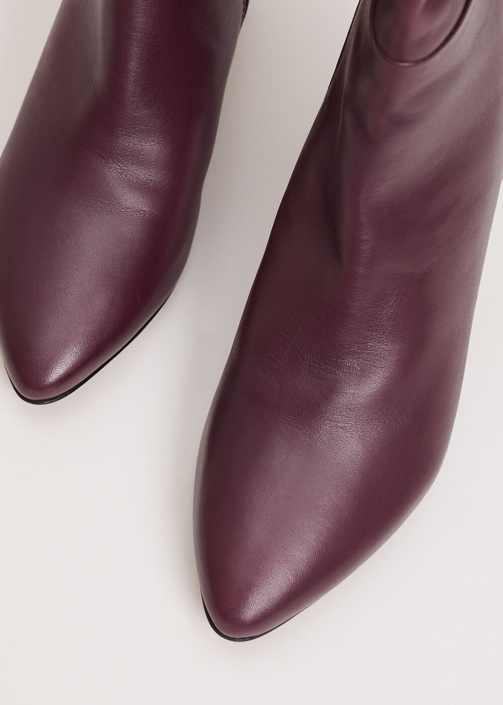 Leather Knee Boots - Burgundy