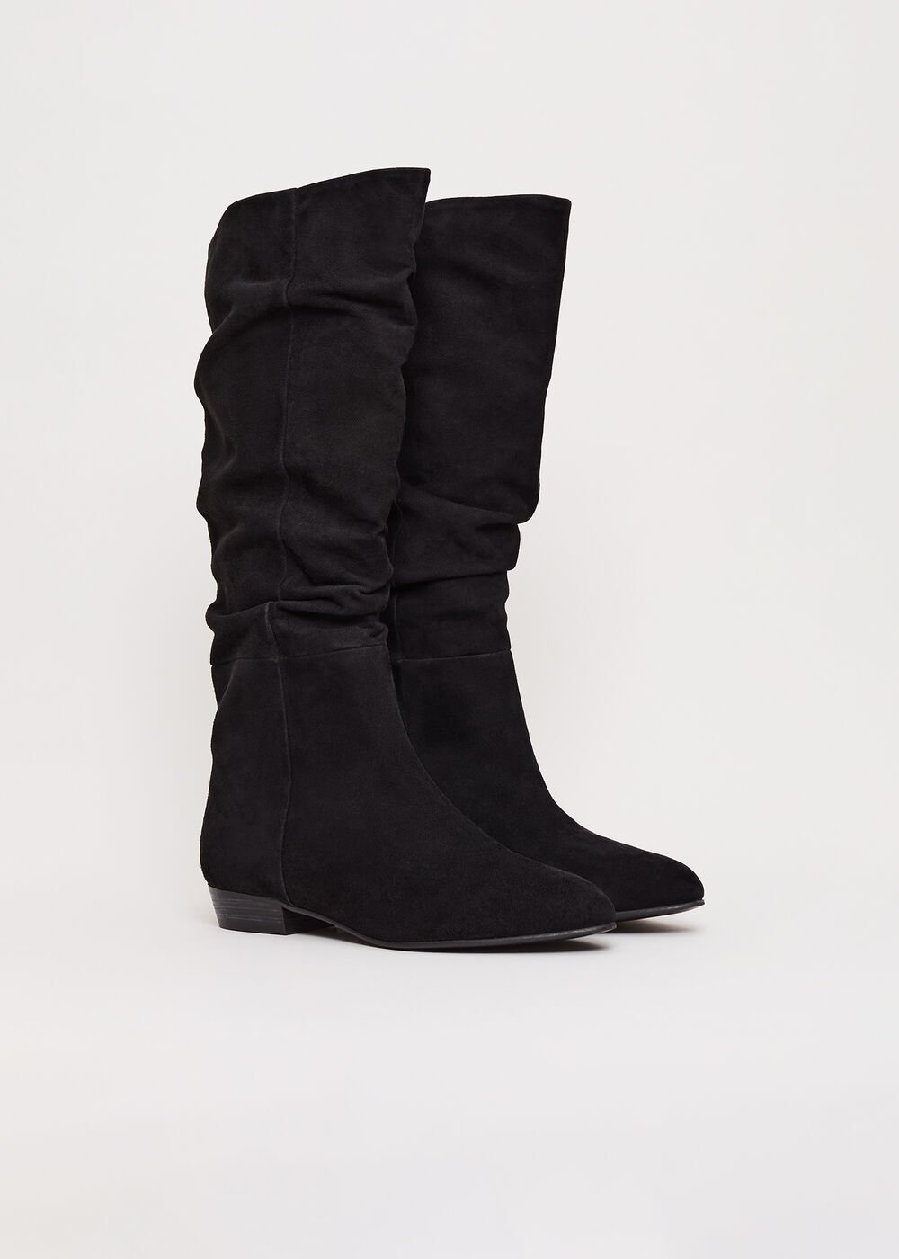 Suede Flat Boot - Black
