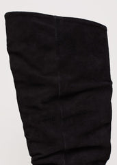 Suede Flat Boot - Black