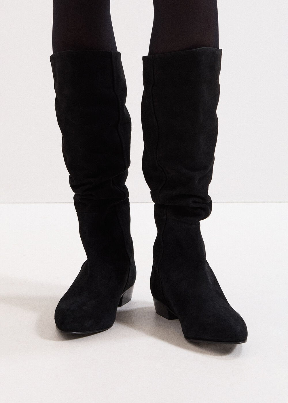 Suede Flat Boot - Black