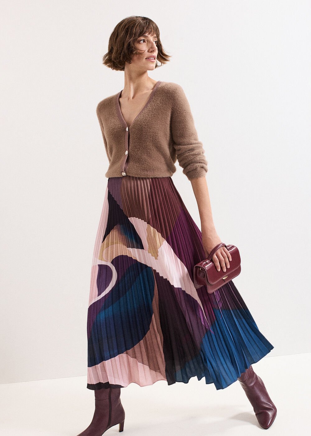 Elmina Pleated Midi Skirt - Purple