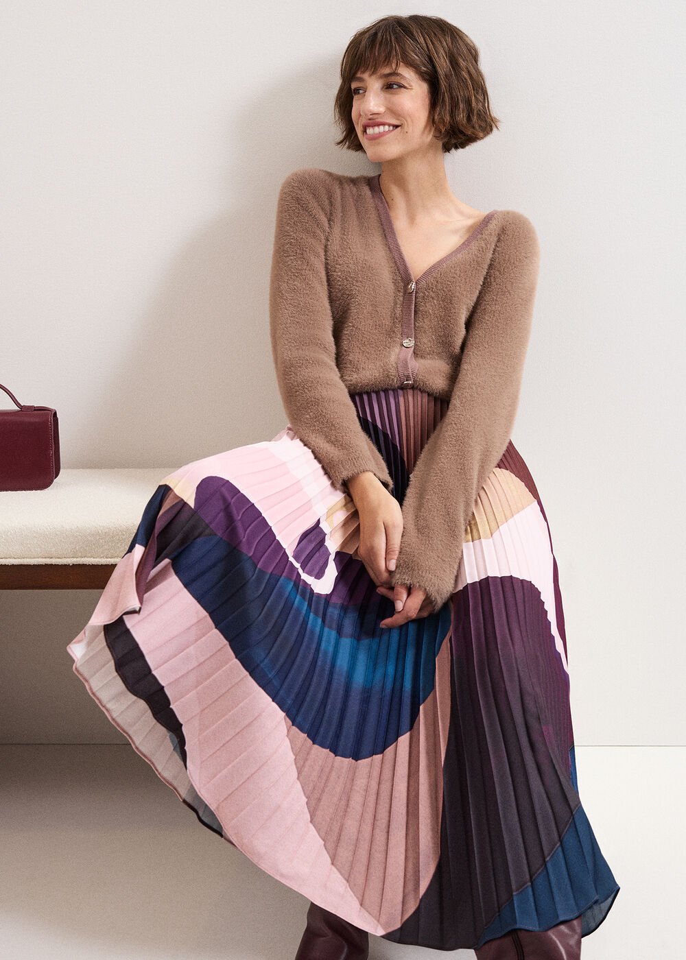 Elmina Pleated Midi Skirt - Purple
