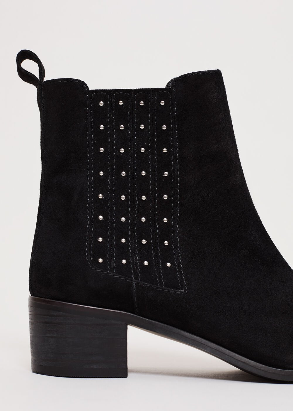 Suede Studded Boot - Black