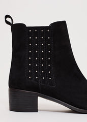 Suede Studded Boot - Black
