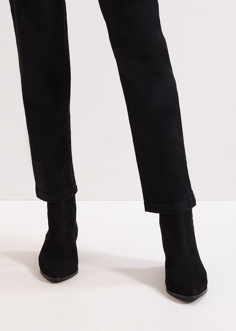 Suede Studded Boot - Black