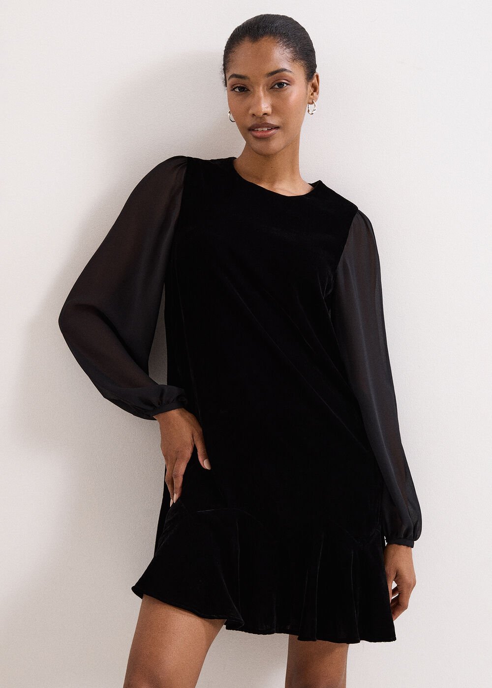 Velvet Swing Dress - Black