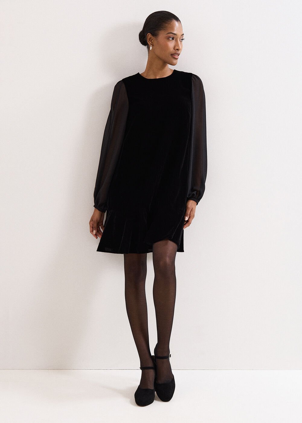 Velvet Swing Dress - Black