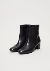 Leather Block Boot - Black