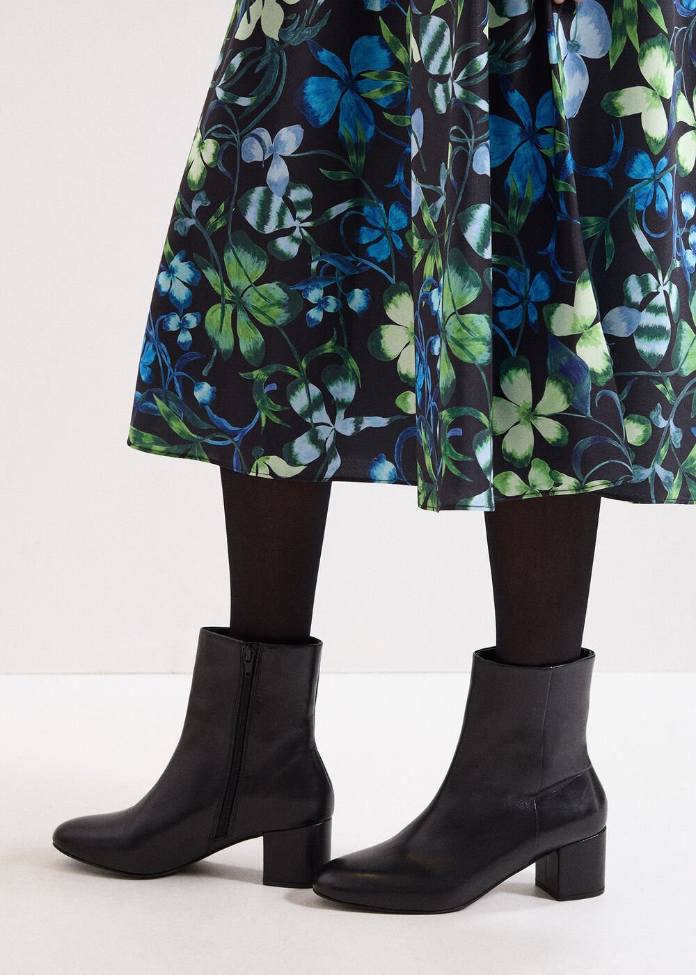 Leather Block Boot - Black