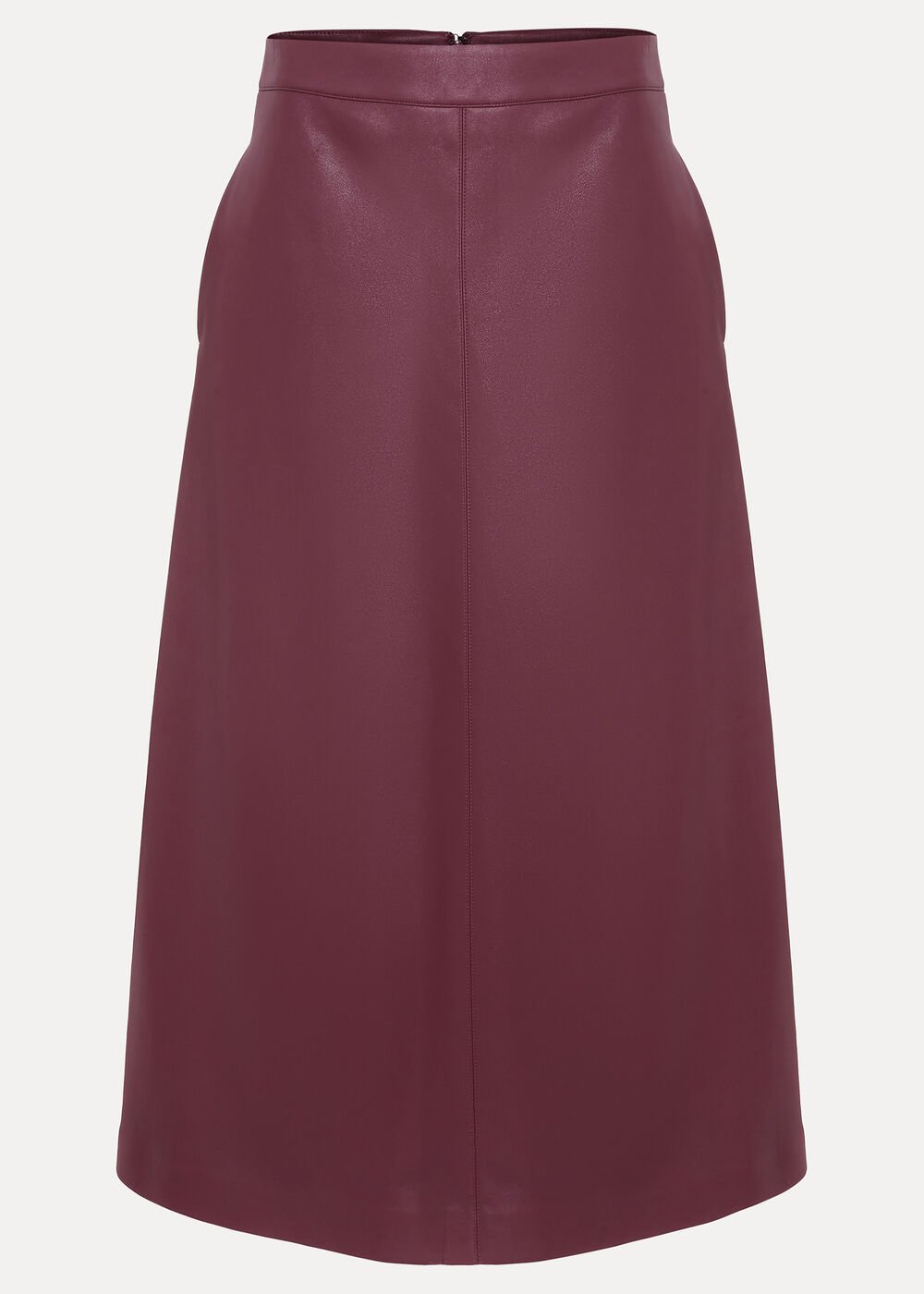 Antoinette PU Midi Skirt - Dark Red