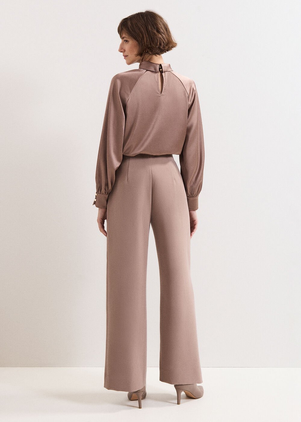 Aubrie Brown Straight Leg Trousers - Neutral