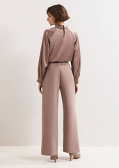 Aubrie Brown Straight Leg Trousers - Neutral