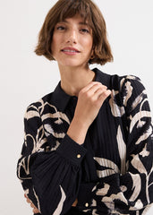 Natalie Floral Midi Dress - Black/Ivory