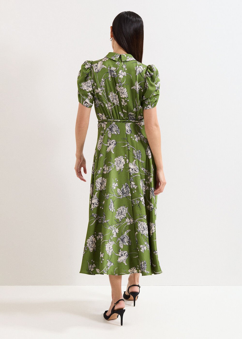 Bella Floral Midi Dress - Green