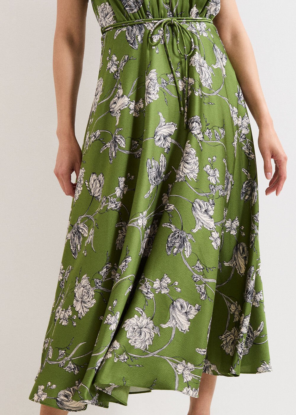 Bella Floral Midi Dress - Green
