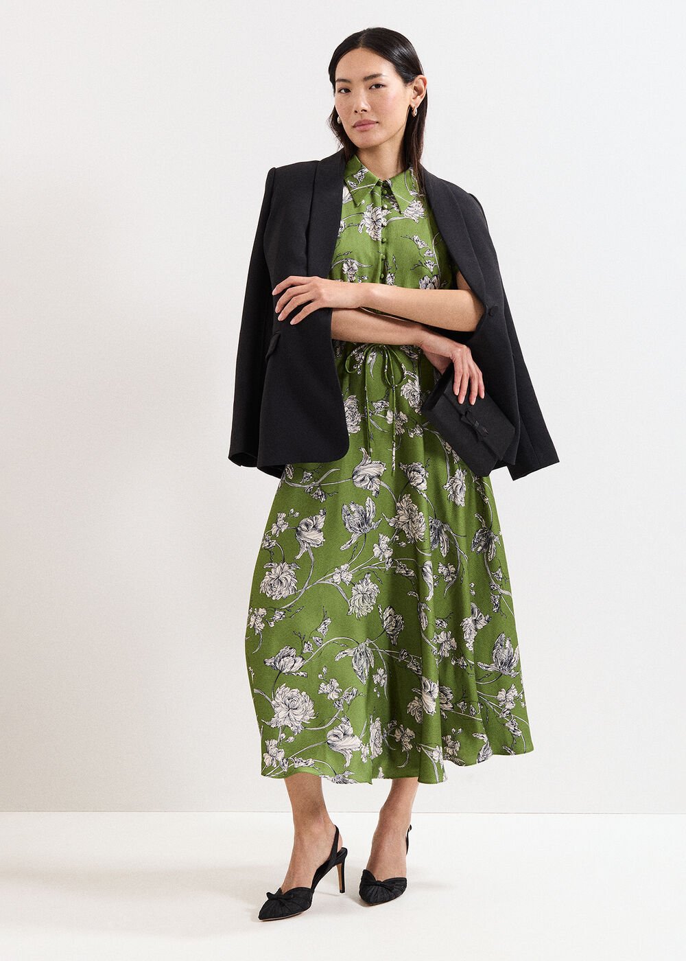 Bella Floral Midi Dress - Green