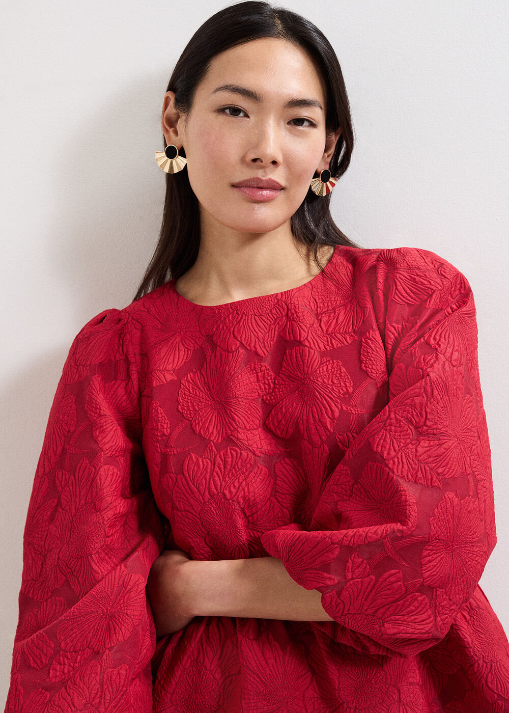 Ellis Peplum Hem Top - Dark Red