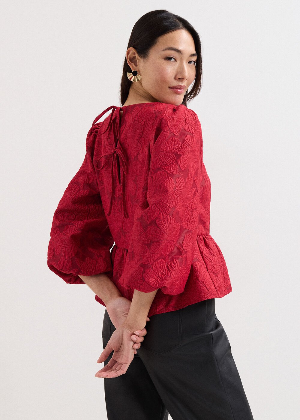 Ellis Peplum Hem Top - Dark Red