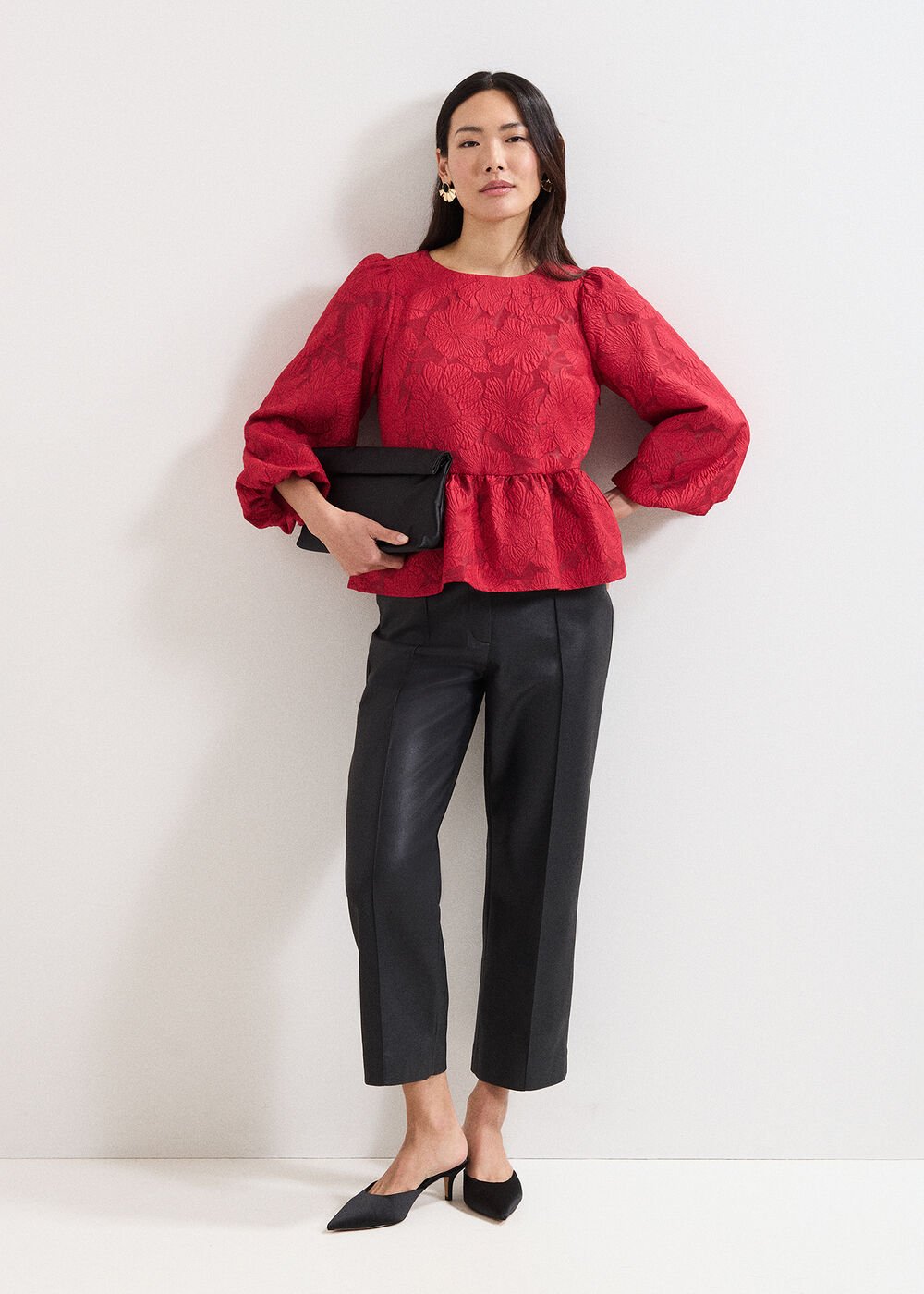 Ellis Peplum Hem Top - Dark Red