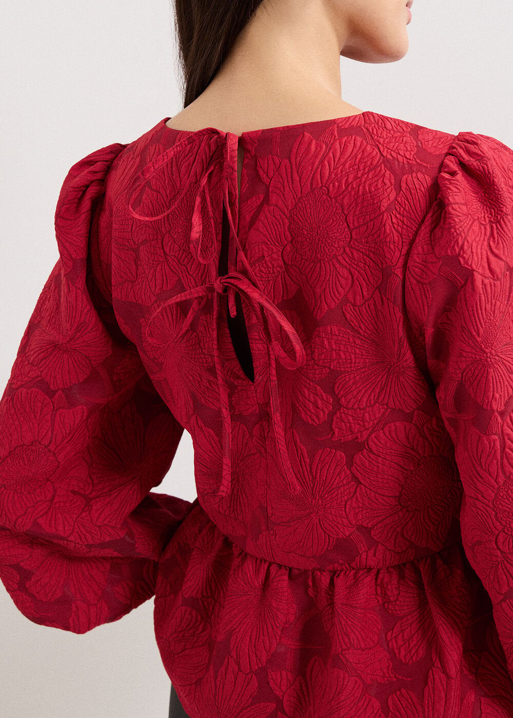 Ellis Peplum Hem Top - Dark Red