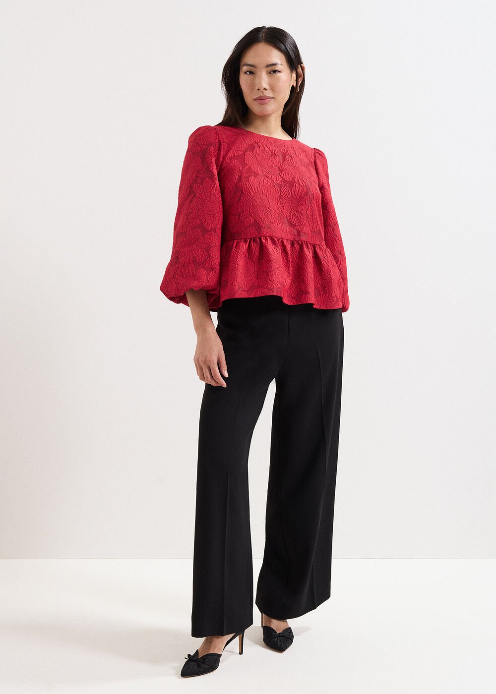 Ellis Peplum Hem Top - Dark Red