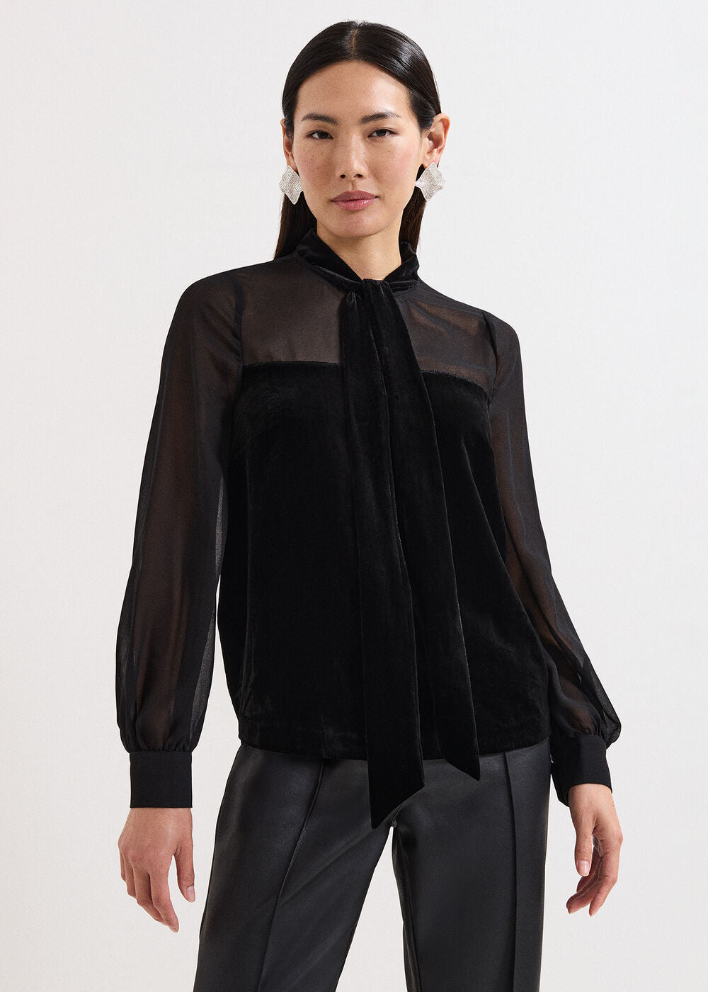 Raye Velvet Blouse - Black
