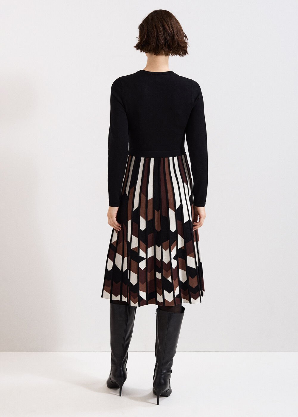 Maci Pleated Knit Dress - Brown