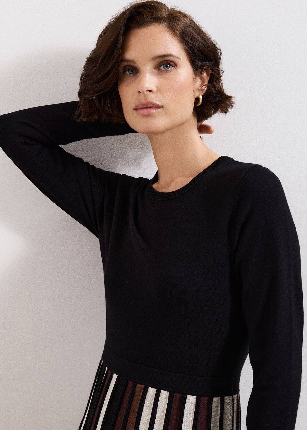 Maci Pleated Knit Dress - Brown
