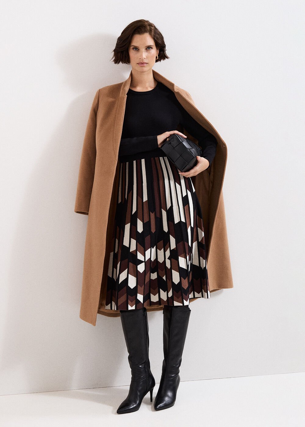 Maci Pleated Knit Dress - Brown