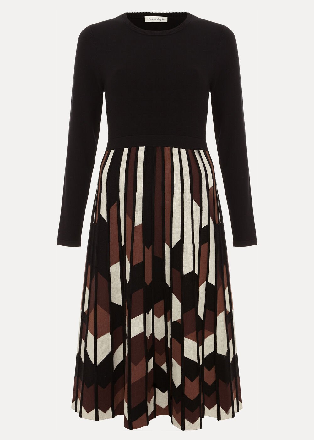 Maci Pleated Knit Dress - Brown