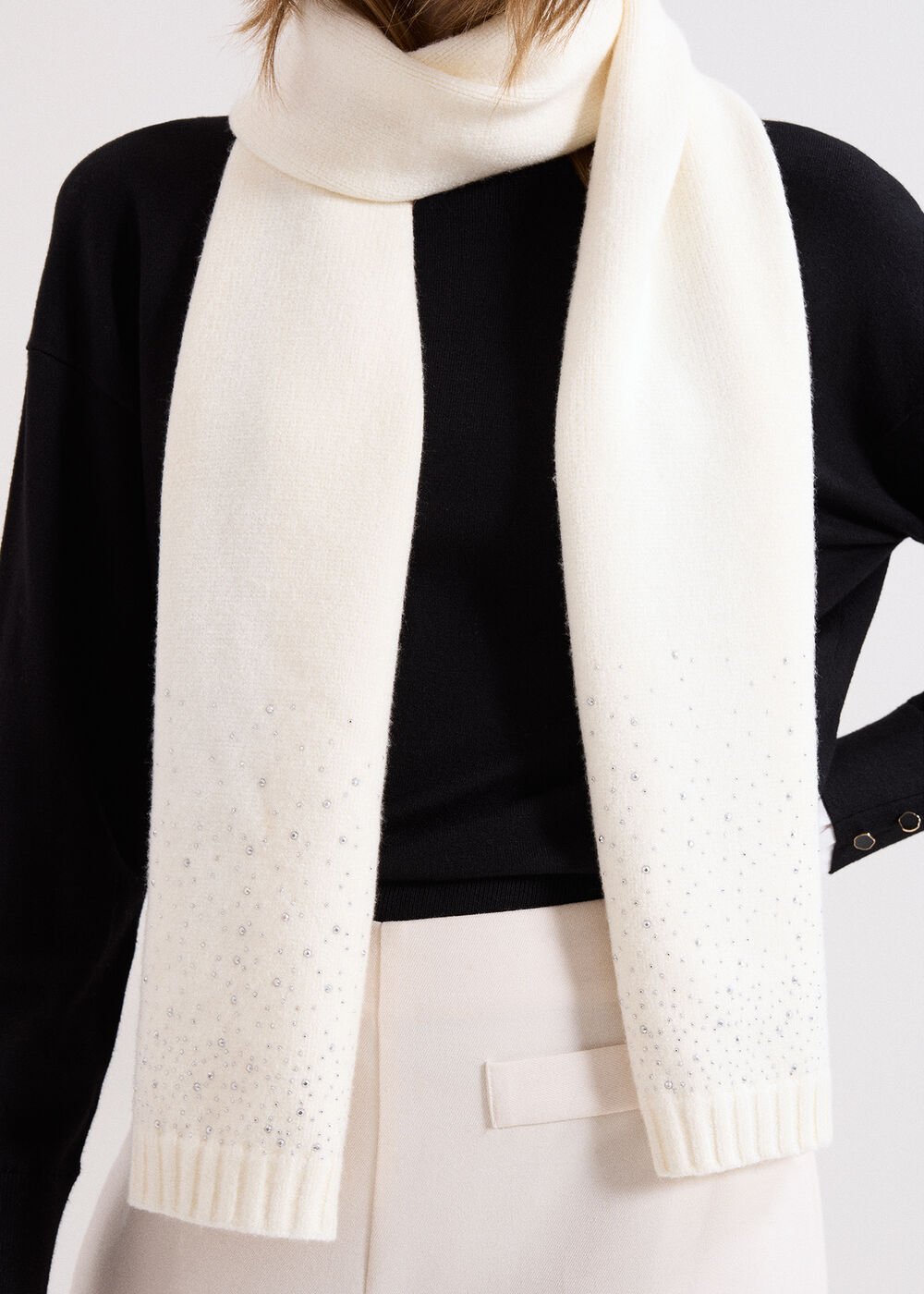 Sparkle Trim Scarf - Ivory
