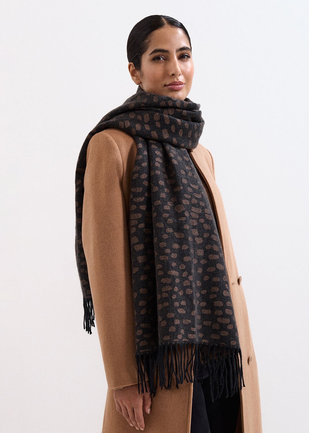 Irregular Spot Scarf - Black Multi