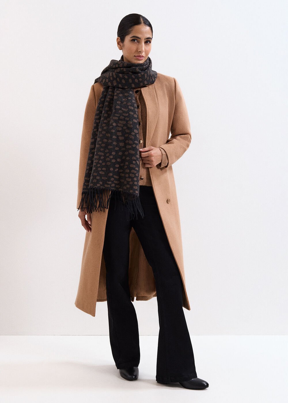 Irregular Spot Scarf - Black Multi