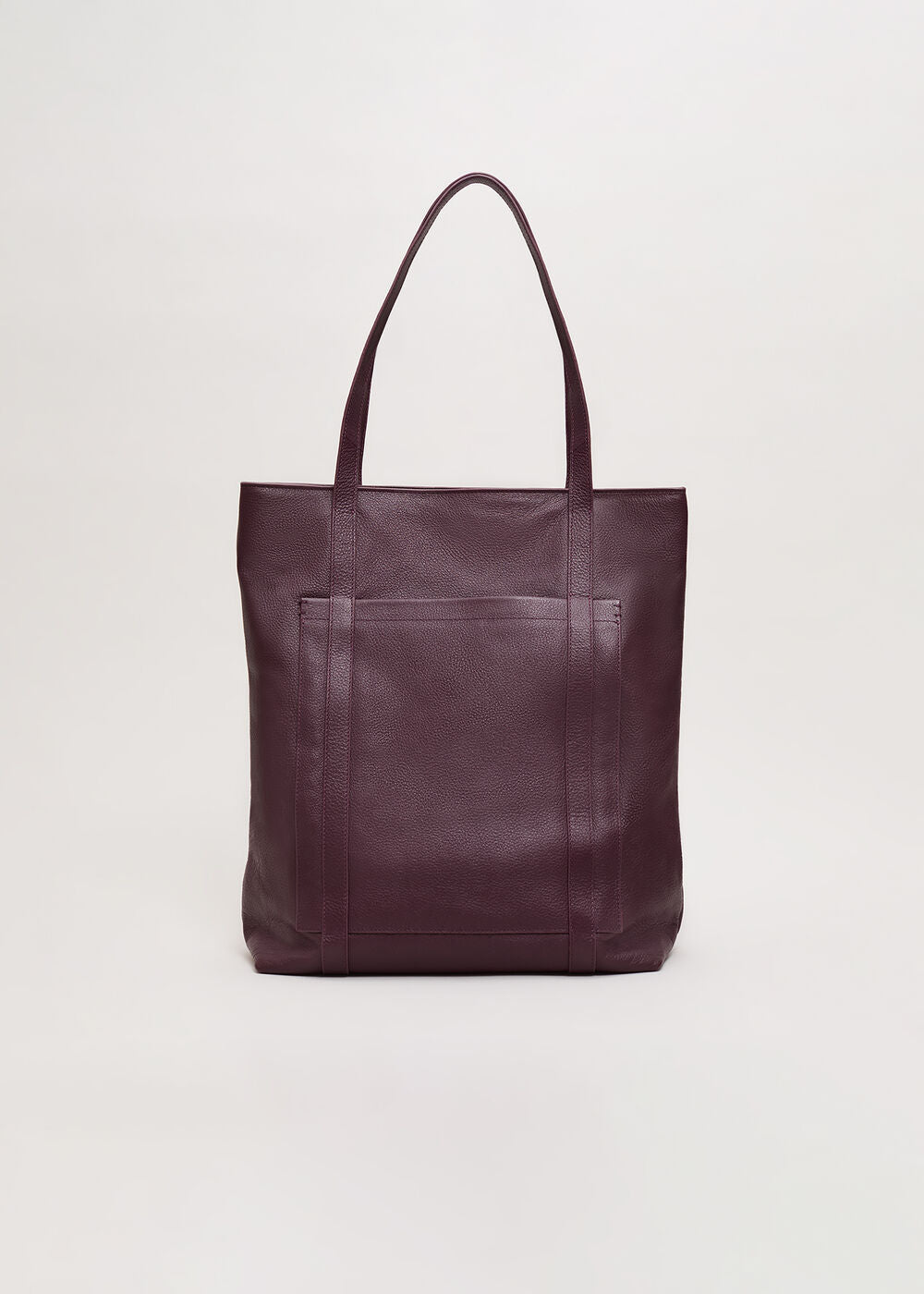 Leather Shopper Tote - Dark Red