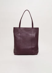 Leather Shopper Tote - Dark Red