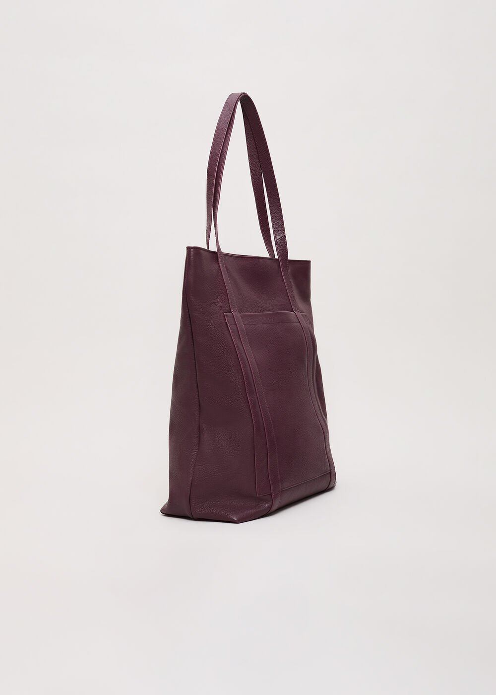 Leather Shopper Tote - Dark Red