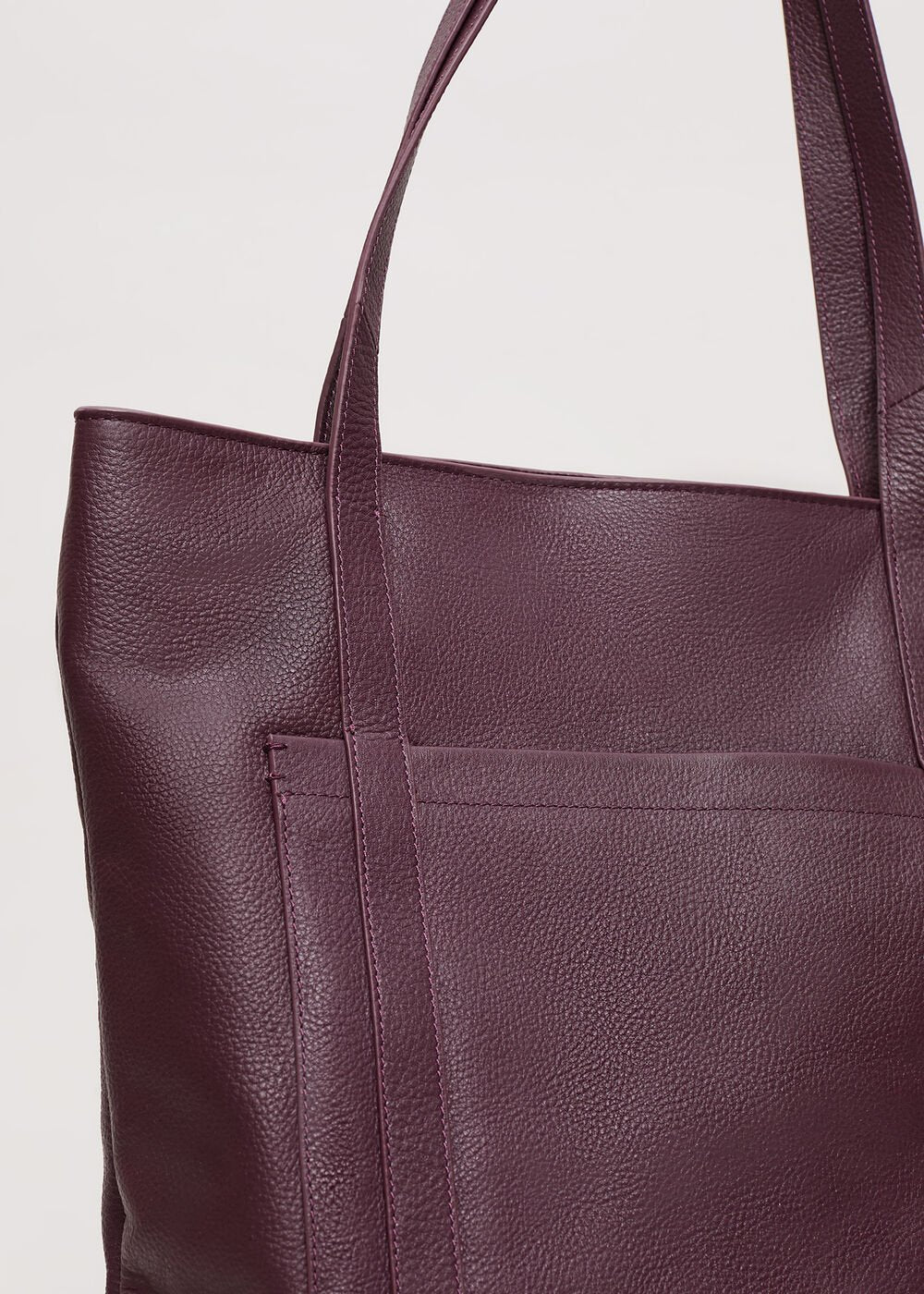 Leather Shopper Tote - Dark Red