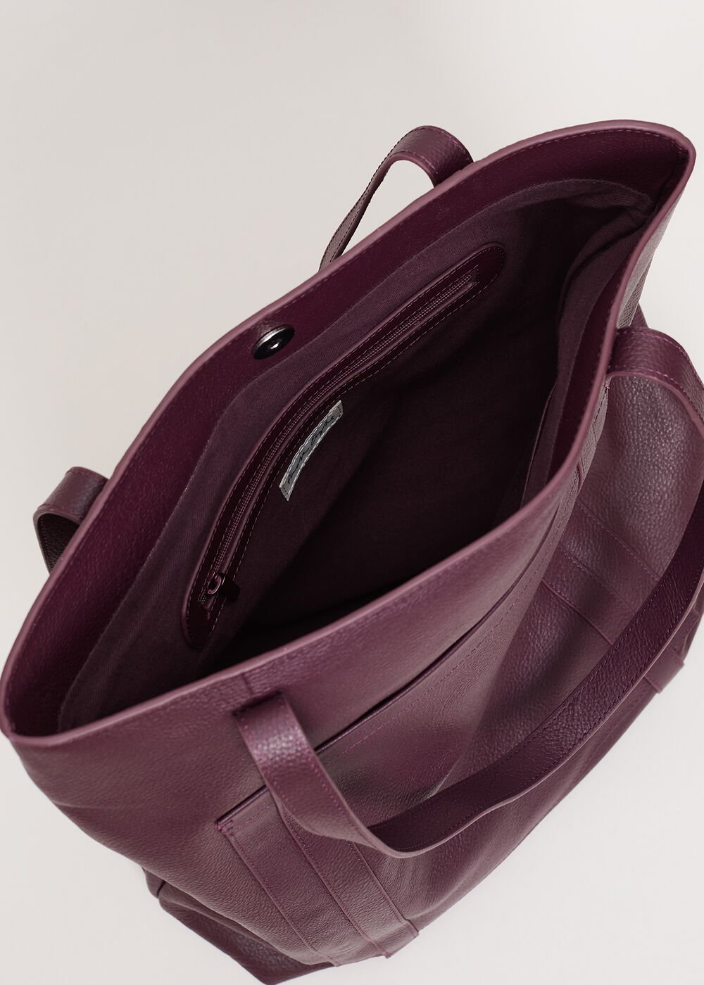 Leather Shopper Tote - Dark Red