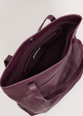 Leather Shopper Tote - Dark Red
