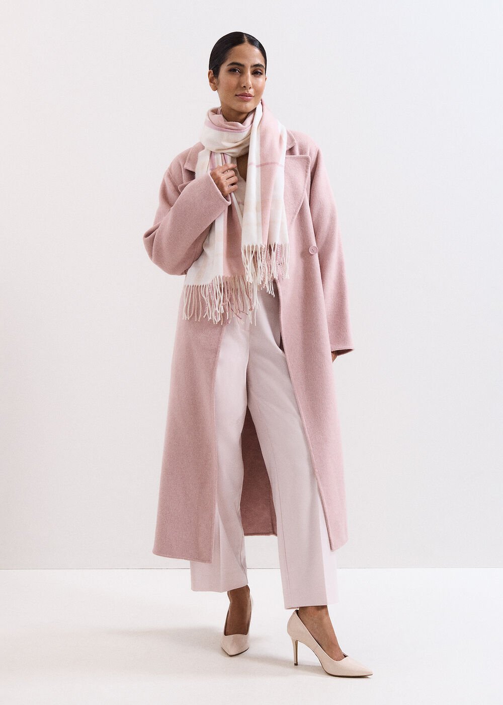 Checked Scarf - Pale Pink