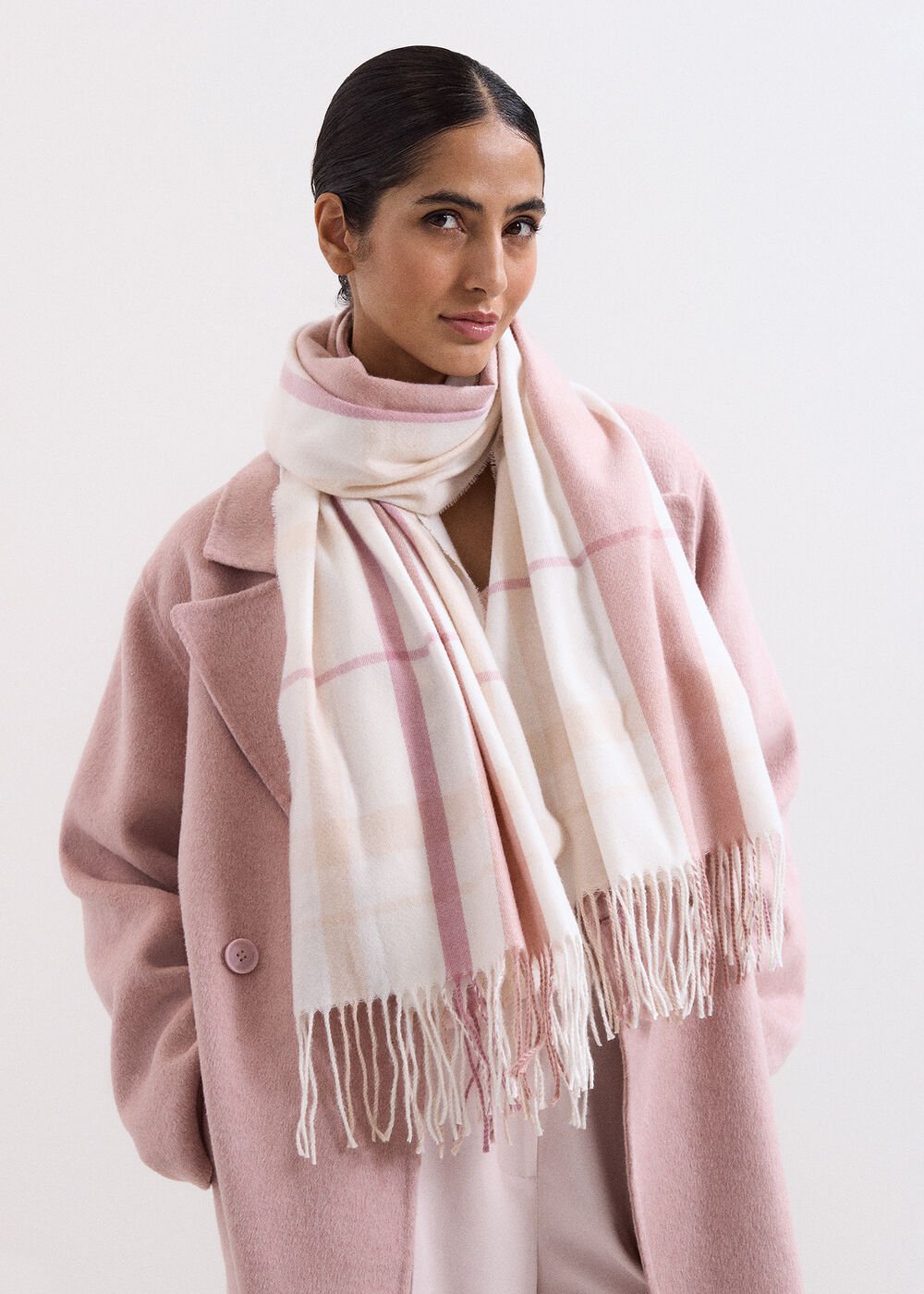 Checked Scarf - Pale Pink